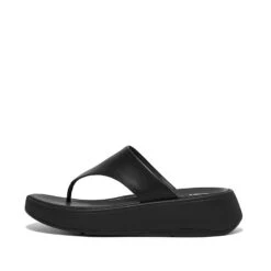 FITFLOP F-MODE Leather Flatform Toe-Post Sandals - Women's -Clothing Sales Store F MODE LEATHER FLATFORM TOE POST ALL BLACK FW4 090