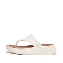 FITFLOP F-MODE Leather Flatform Toe-Post Sandals - Women's -Clothing Sales Store F MODE LEATHER FLATFORM TOE POST CREAM FW4 477