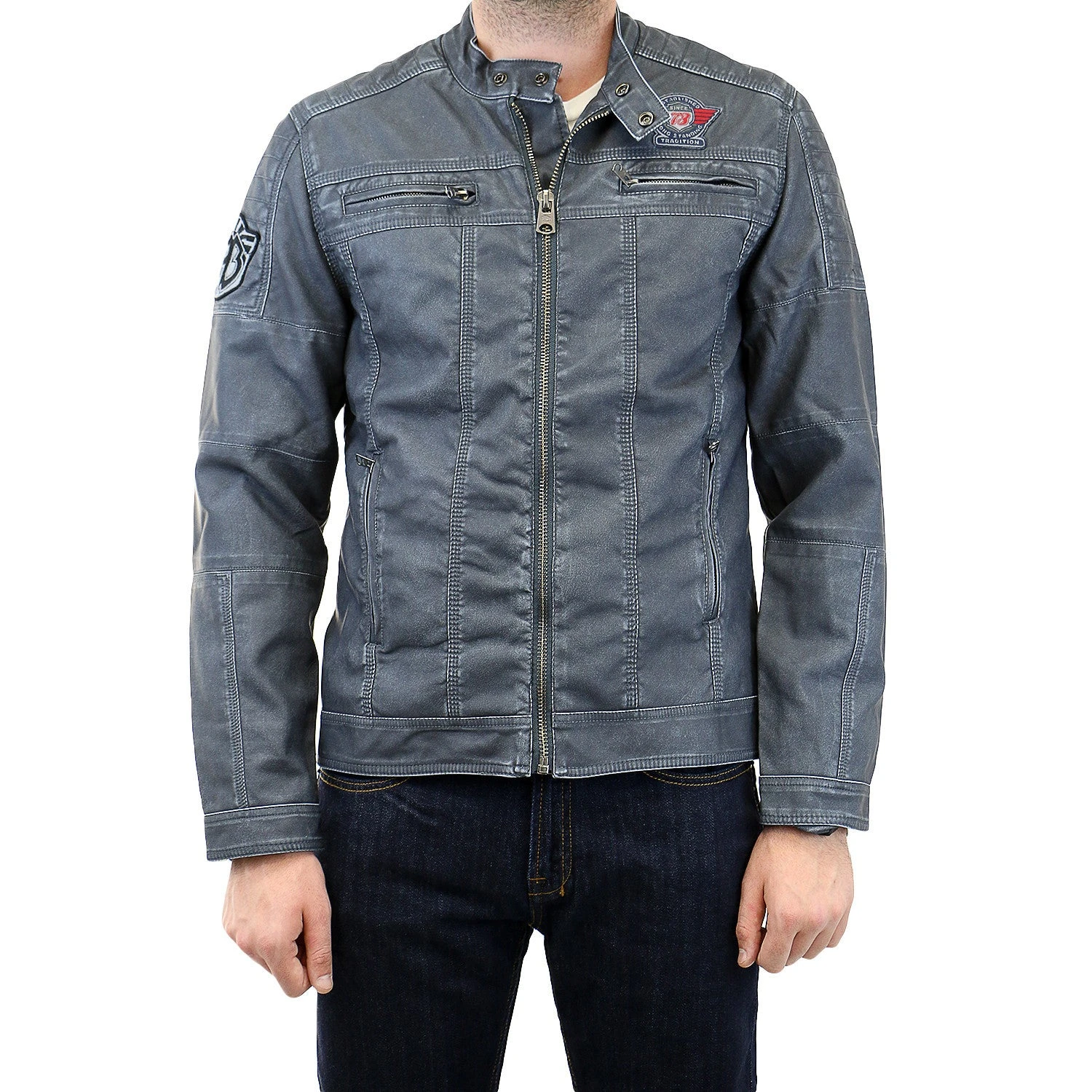 Buffalo By David Bitton Jarley Denim PU Bomber Jacket - Cannon - Mens 1 Buffalo By David Bitton Jarley Denim PU Bomber Jacket - Cannon - Mens