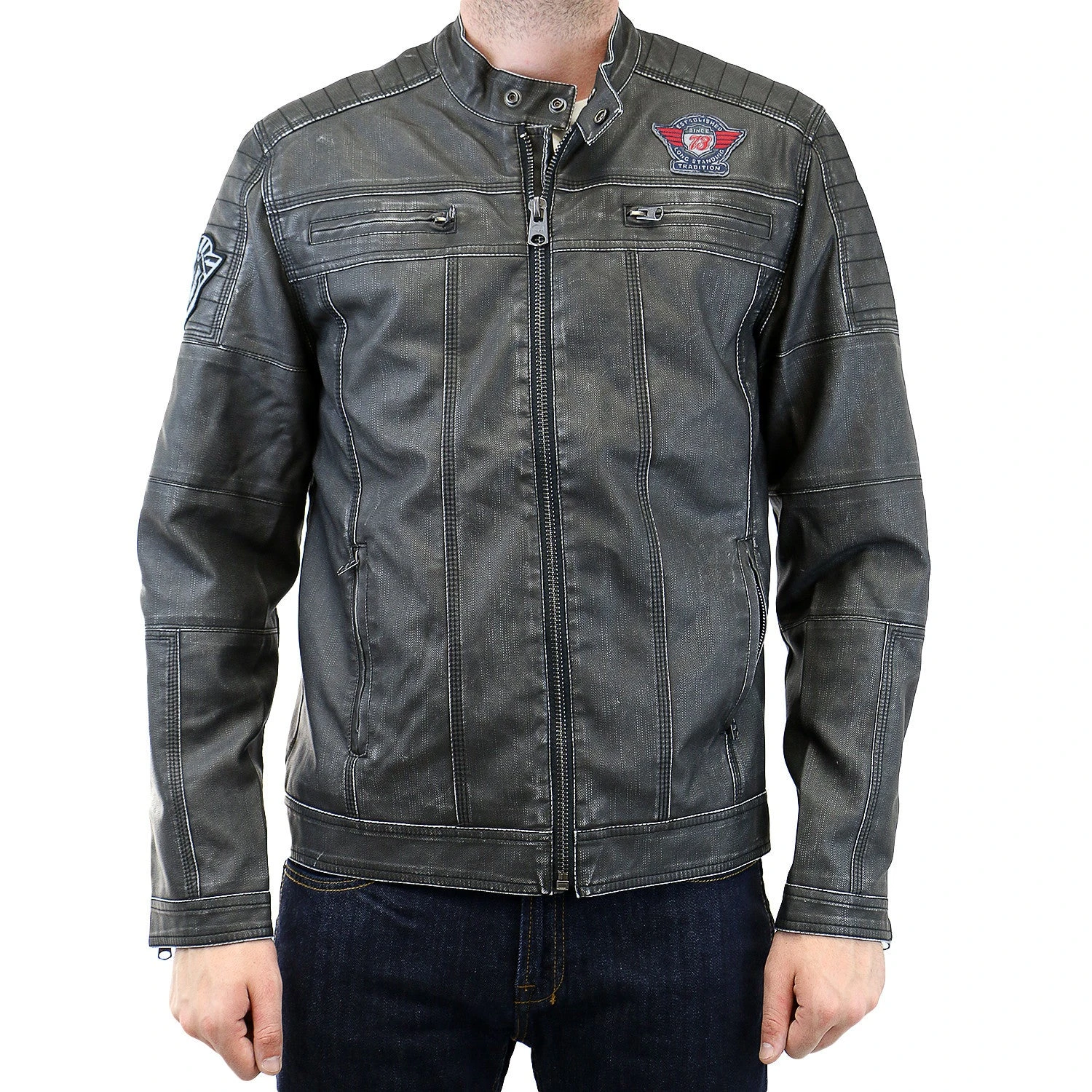 Buffalo By David Bitton Jarley Denim PU Bomber Jacket - Cannon - Mens 2 Buffalo By David Bitton Jarley Denim PU Bomber Jacket - Cannon - Mens - Image 2