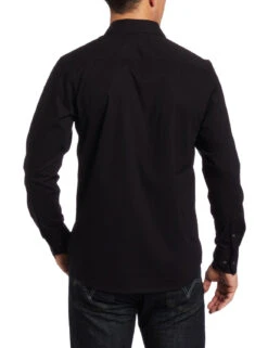 Calvin Klein Solid Button-Front Woven Shirt - Black - Mens