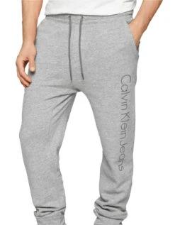 Calvin Klein Modern Fit Knit Logo Pants - Grey Heather - Mens