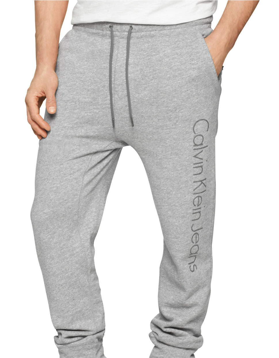 Calvin Klein Modern Fit Knit Logo Pants - Grey Heather - Mens 1 Calvin Klein Modern Fit Knit Logo Pants - Grey Heather - Mens