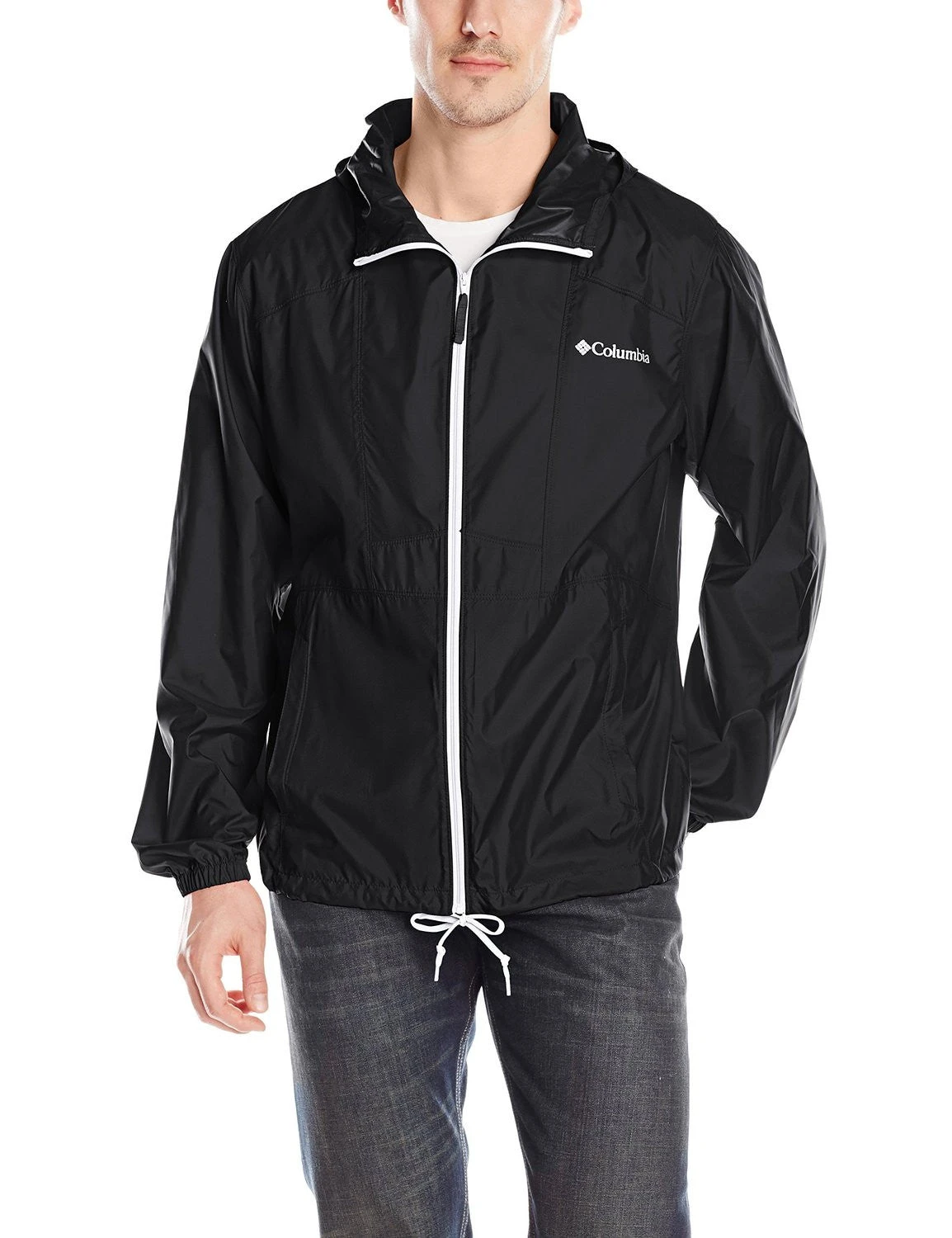 Columbia Flashback Windbreaker Full Zip Rain Jacket - Black/White - Mens 1 Columbia Flashback Windbreaker Full Zip Rain Jacket - Black/White - Mens