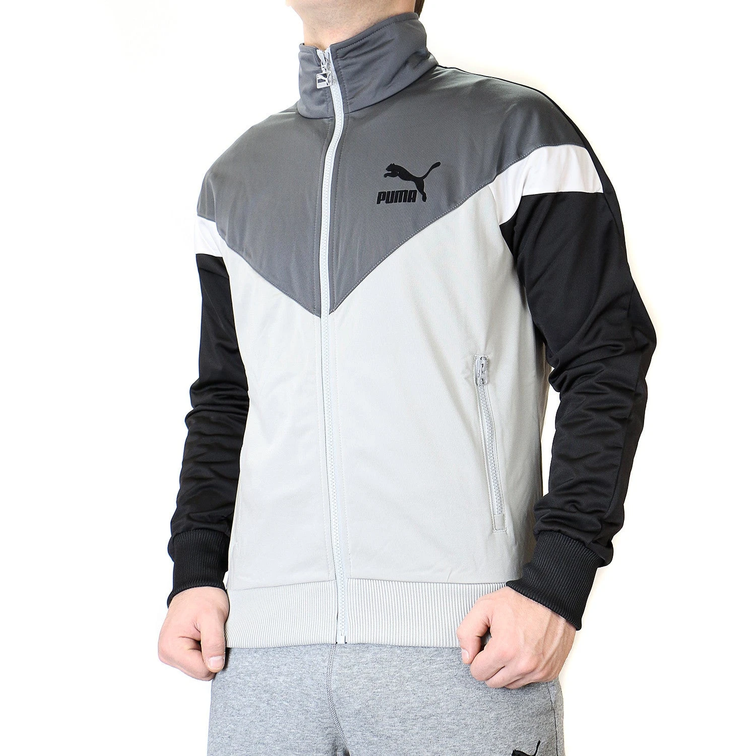 Puma Icon MCS Track Jacket - Limestone Gray - Mens 1 Puma Icon MCS Track Jacket - Limestone Gray - Mens