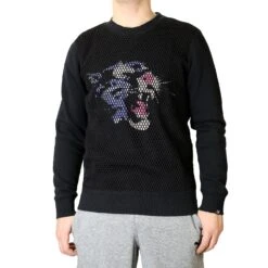 Puma Mesh Crew Neck Sweat Shirt - Black - Mens