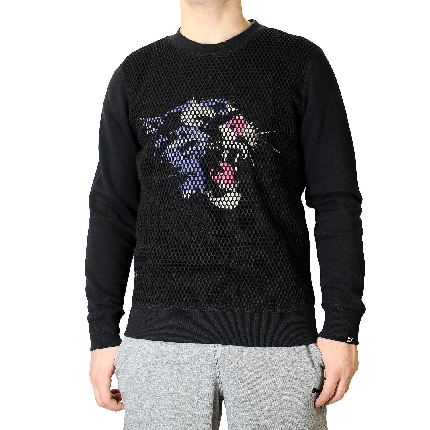 Puma Mesh Crew Neck Sweat Shirt - Black - Mens 1 Puma Mesh Crew Neck Sweat Shirt - Black - Mens